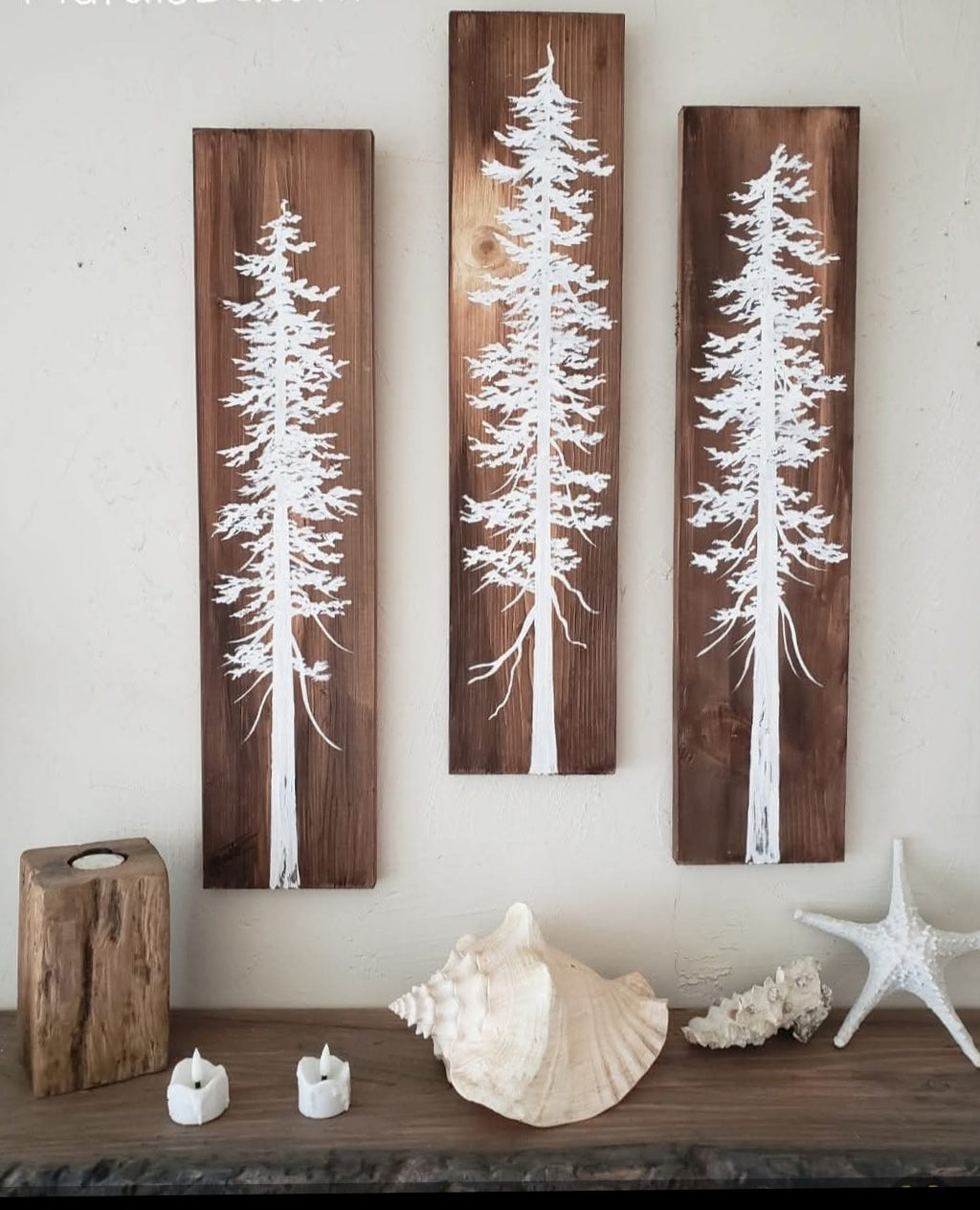 24" x 5.5" (set of 3) wall art on wood nature tree decor
