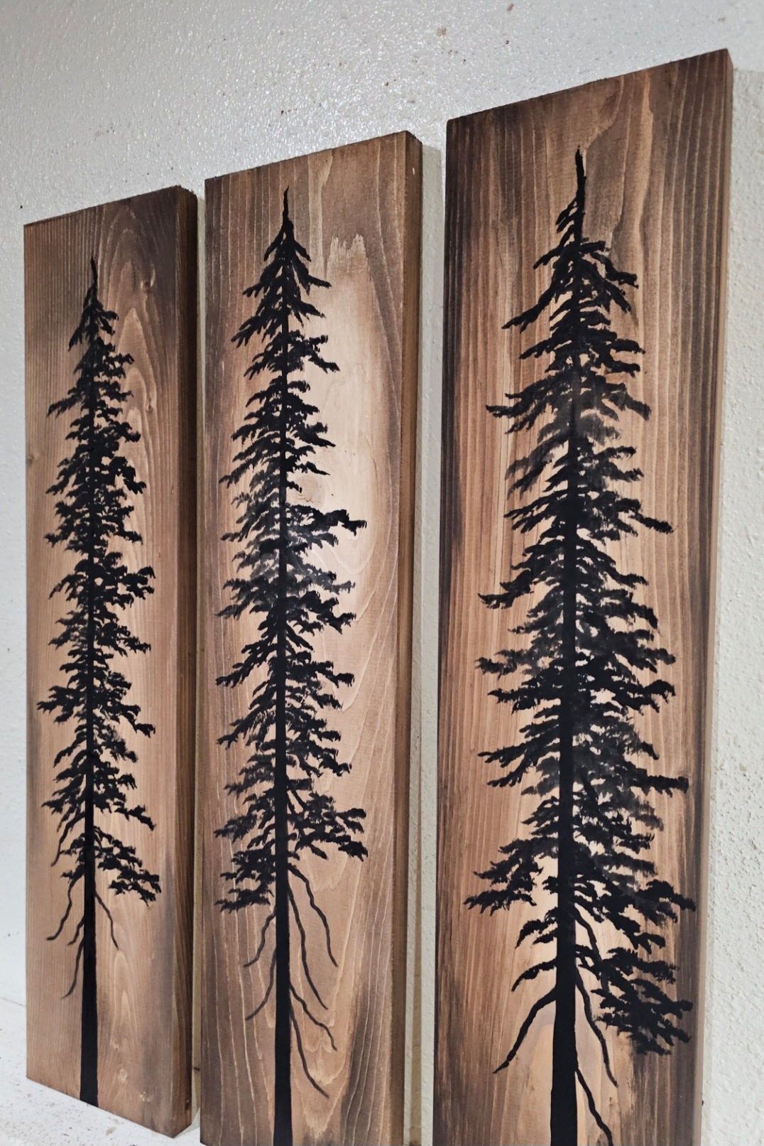 24" x 5.5" (set of 3) wall art on wood nature tree decor