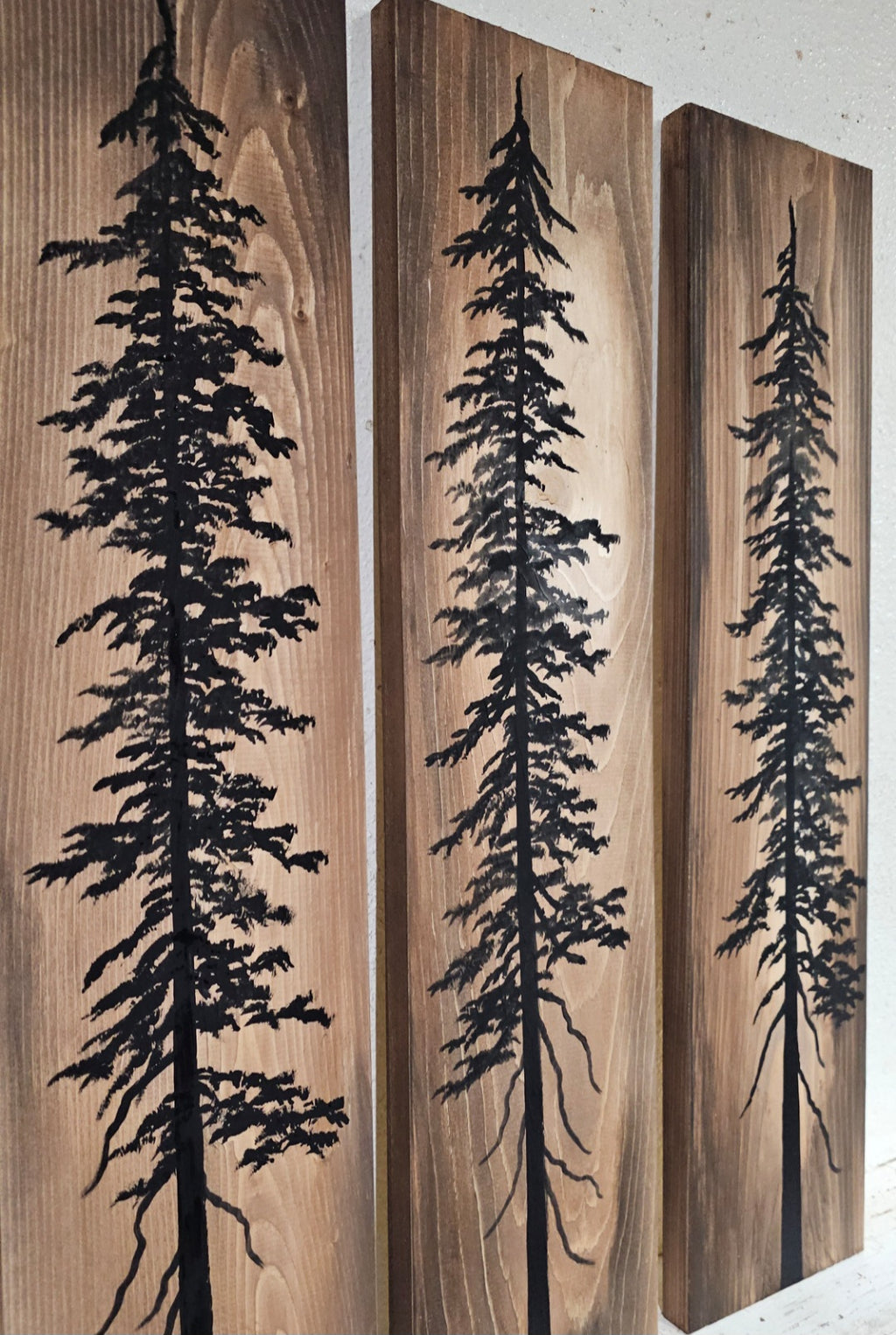 24" x 5.5" (set of 3) wall art on wood nature tree decor